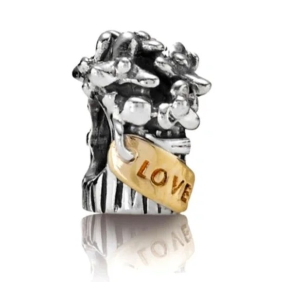 Pandora two tone flowers love bouquet 14K gold and silver - Picture 1 of 4